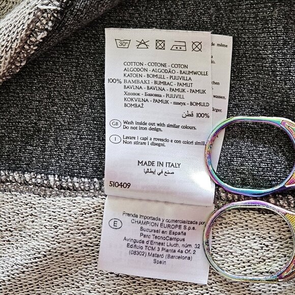 Champion x Wood Wood Sweatshirt Mens XL Heathered Gray LS Made In Italy Preppy - Picture 12 of 16